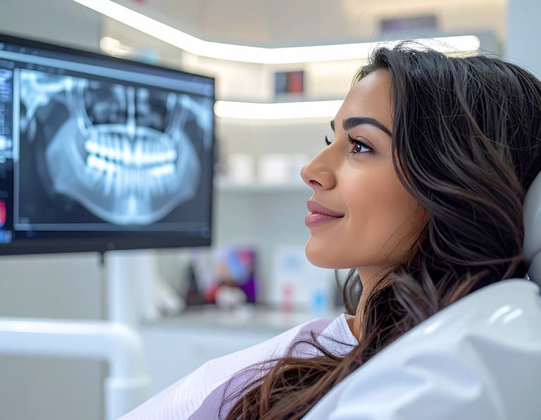 Gros plan sur un dentiste utilisant un scanner intra-oral numérique pour modéliser la dentition d'un patient en temps réel