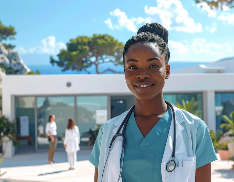 Un centre médical moderne situé dans le paysage des Calanques, illustrant le service de santé dans le département 13