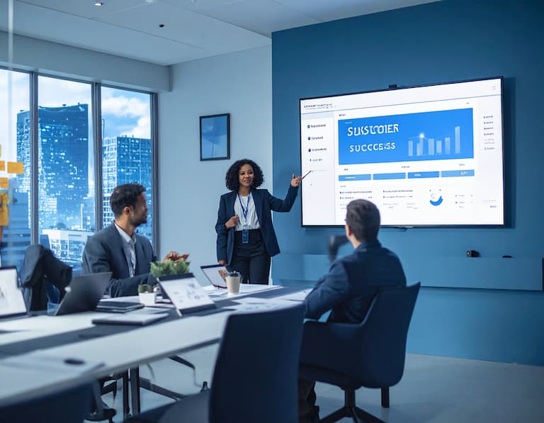 Présentation d'une mise à jour logicielle sur une plateforme Cloud dans les bureaux modernes d'un éditeur de logiciels