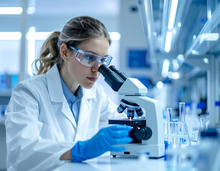 Un expert médical travaillant dans un laboratoire de pointe au Biopôle de Gerland à Lyon