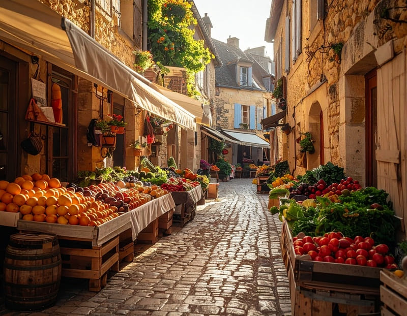 Marché de Sarlat, pôle touristique et commercial majeur de la Dordogne